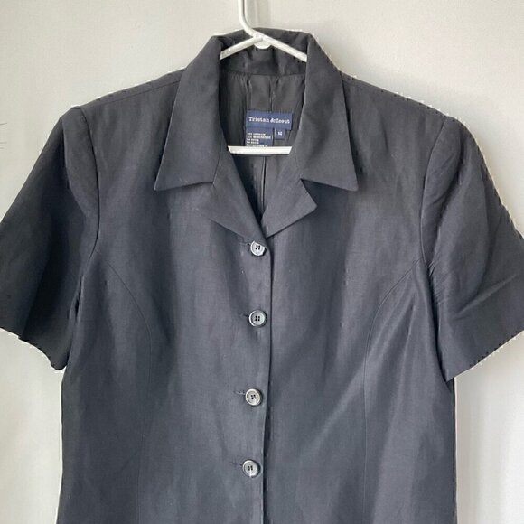 Vintage Tristan & Iseut Linen Black Blazer - Picture 5 of 6